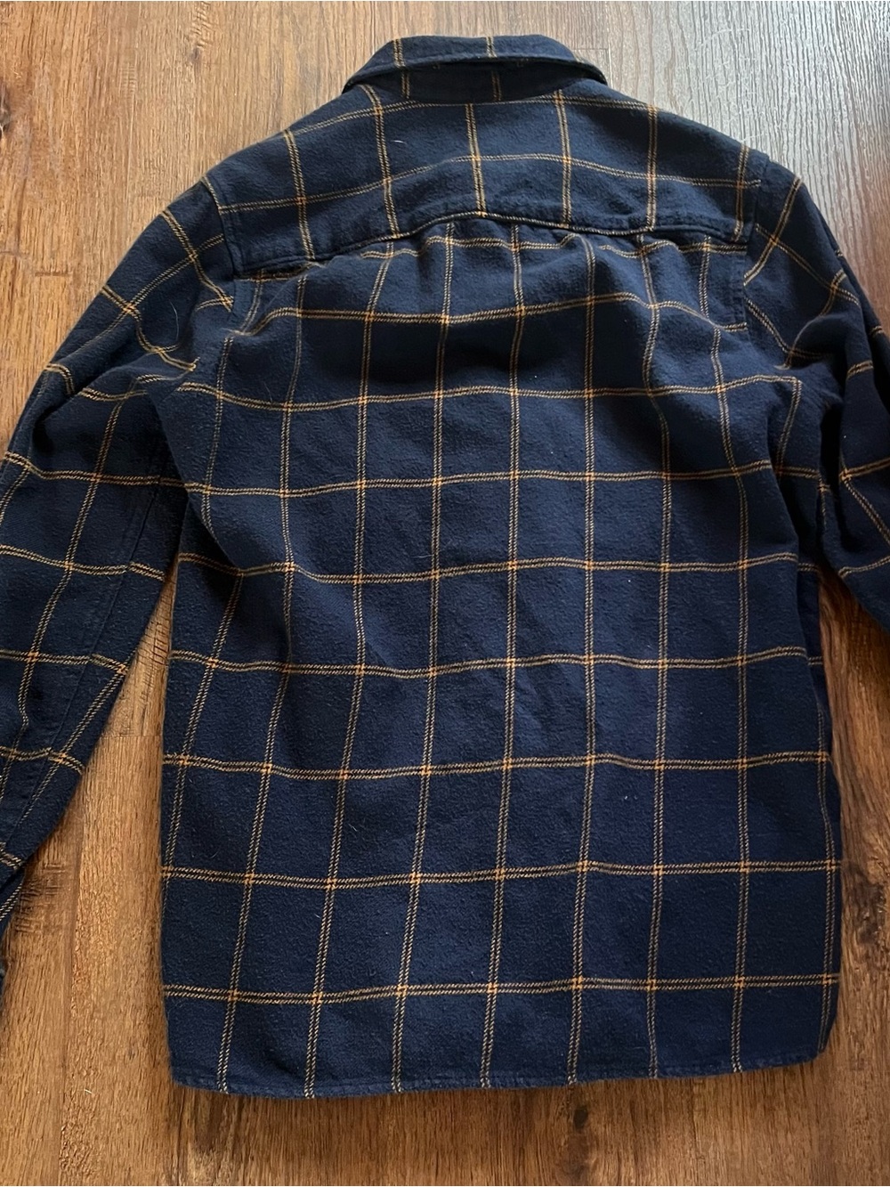 Madewell Navy & Tan Windowpane Plaid Button-Down Shirt - Picture 3 of 5